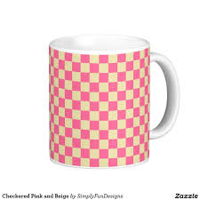 Black And White Checkered Coffee Mugs Checkered Pink And Beige Coffee Mug Zazzle Com Tazon
