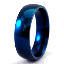 Electric Blue Casual Ring Wedding Band Blue Wedding Rings Stainless Steel Wedding Bands Electric Blue Weddings