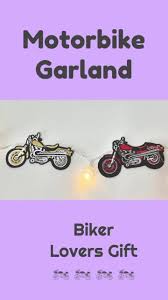 Motorcycle garland with lights, motorbike decoration, gift for husband,  boys room decor, biker girl gift, gift for Dad, gift for son