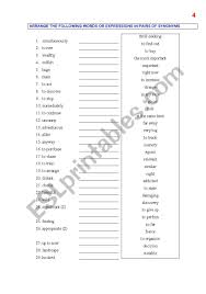 Synonyms 4 Esl Worksheet By Maikacaceres Synonym.com is the web's best resource for english synonyms, antonyms, and definitions.