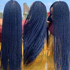 First up we have this box braid hairstyle. 30 Inches Of Deep Blue Twist Braids Africana Hair Braiding Studio Facebook
