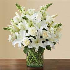 Blissful white flowers have a certain crisp and elegance… and this luxurious arrangement is no exception! 1 800 Flowers Classic All White Arrangement Seattle Wa