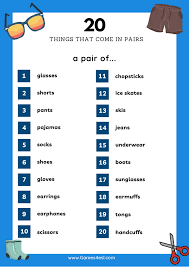 Things That Come In Pairs Games4esl