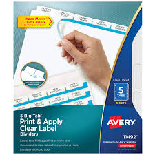 Avery 5 Big Tab Binder Dividers Easy Print Apply Clear Label Strip Index Maker White Tabs 5 Sets 11492 These labels are pressure sensitive. yoybuy