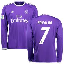 Real madrid 16/17 home jersey: Cristiano Ronaldo Real Madrid Adidas 2016 17 Away Replica Long Sleeve Jersey Purple Long Sleeve Jersey Adidas 2016 World Cup Champions