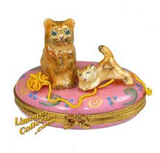 Cat Kitten Unraveling Yarn Limoges Box By Beauchamp Limogescollector Com Cats And Kittens Limoges Boxes Kitten