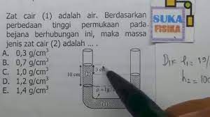 Jika tekanan di dasar a sama dengan 4/5 tekanan di dasar b dan massa jenis zat cair a 800 kg/m3, maka massa jenis zat cair di b adalah Bejana Berhubungan Massa Jenis Zat Cair Fisika Sma Youtube