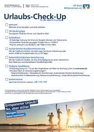 The company is registered at the cooperative. Urlaubscheckliste Vr Bank Mittelsachsen Eg