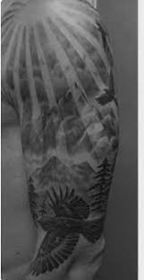 Sun Mountain Nature Tattoo Heaven Tattoos Mens Shoulder Tattoo Half Sleeve Tattoos Designs