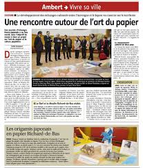 Dans la page en scène des concerts et spectacles du journal la montagne. Article De Journal La Montagne 20121215 Ambert Photo De 01 Art Origami Par Tetsuya Gotani Association Japon Auvergne Nippon Auvergne Jana