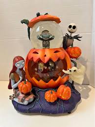 Disney Nightmare Before Christmas Snowglobe Jack Sally Lock Shock Barrel  Zero VERY COOL & VERY RARE