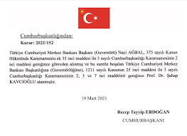 Türkiye cumhuriyeti merkez bankası başkanı naci ağbal cumhurbaşkanı erdoğan'ın imzaladığı kararname ile görevinden alındı. 87fpzen1jo92ym