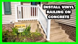 Metal railings generally can cost between $40 to around $100 per foot of railing material depending upon the system. Vinyl Railing Attached To Concrete Porch And Stairs Youtube