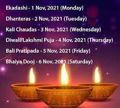 Diwali is the festival of lights begins on dhanteras and ends on bhaiya dooj. Diwali Calendar 2021 Deepavali Calendar Date In 2021