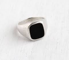 Vintage Sterling Silver Black Onyx Ring Retro Mens 1970s Etsy Black Onyx Ring Antique Rings Vintage Avon Rings