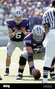 Kansas State quarterback Grant Gregory (6) takes the snap during first half  action in the game between the Kansas State Wildcats and the Kansas  Jayhawks being played at Bill Snyder Family Stadium.