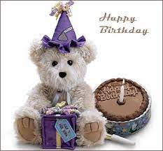 Teddy Bear With Birthday Cake And Hat Happy Birthday Gif Birthday Gif Birthday