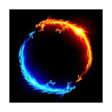Art Print Blue And Red Fire Dragons By Dvarg 12x12in Gambar Ilusi Optik Seni Film Gambar Naga