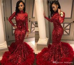 Gorgeous Feather Mermaid Prom Dresses 2019 Long Sleeves Sequined Beaded Special Occasion Dresses F With Images Evening Wear Dresses Dresses Backless Prom Dresses