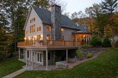 Autumn place is a small cottage house plan with a walkout basement that will work great at the lake or in the mountains.you enter the foyer to a vaulted family, kitchen and dining room. 37 Walkout Basement Cottages Ideas House Exterior Walkout Basement Lake House Plans