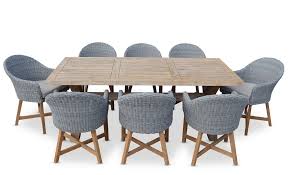 Tahitian Solid Teak 2 1m Outdoor Table With Coastal Wicker Dining Chairs