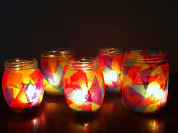 Tissue Paper With Mod Podge On Glass Jars Mod Podge Glass Nursing Home Crafts Vbs Crafts