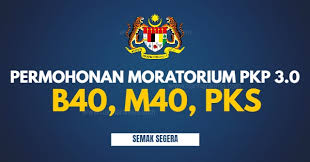 Perdana menteri telah mengumumkan pakej bantuan pkp 3.0 yang dinamakan sebagai pemerkasa+ ataupun dinamakan sebagai pemerkasa tambahan. Permohonan Moratorium Untuk B40 M40 Pks Dan Golongan Yang Terjejas