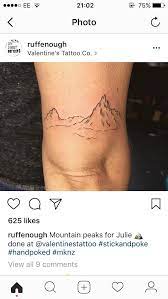 Definitely Want Some Mountains Somewhere On My Body Possible Above Knee Tattoos Are So Freaking Cool Above Knee Tattoo Knee Tattoo Valentines Tattoo
