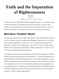 Faith and The Imputation of Righteousness