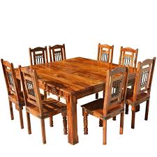 Transitional Solid Wood Rustic Square Dining Table Chairs Set Square Dining Tables Dining Table Wood Dining Table
