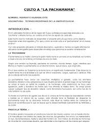 Pachamama is a goddess revered by the indigenous peoples of the andes. Culto A La Pacchamama Pdf Antropologia Existencia