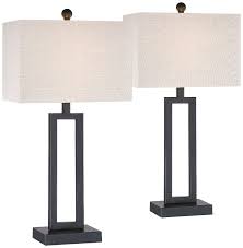 360 Lighting Modern Table Lamps Set Of 2 Open Rich Black Base Rectangular Off White Fabric Shade For Living Room Bedroom Office Walmart Com In 2020 Modern Table Lamp Table Lamp