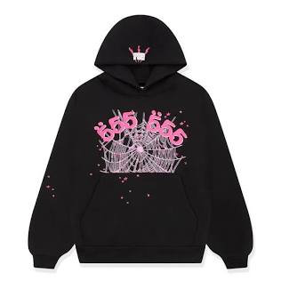 The viral Black/Pink Spider Hoodie 555 showcasing 3D tactile puff printing., AI generated