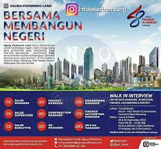 Baca juga lowongan kerja lulusan s1 lainnya. Lowongan Kerja Agung Podomoro Land Walk In Interview September 2017 Info Loker Bandung 2021
