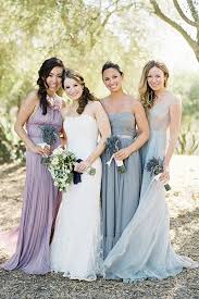 Have Each Bridesmaid Pick Out A Long Gown In Light Blue Or Light Purple Organza And Pair It With Mix Match Bridesmaids Dresses Mix Match Bridesmaids Bridesmaid