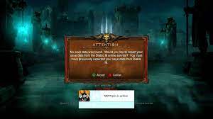 Information on how to restore your diablo iii character on console. Diablo Iii Reaper Of Souls Exporting From Xbox 360 To Xbox One Youtube