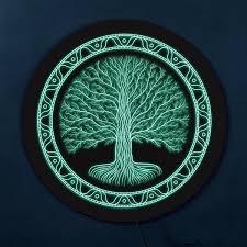 Druidic Yggdrasil Tree Of Life Led Neon Sign Celtic Style Logo Viking Norse Pagan Mythology Gothic Talisman Lighting Wall Decor In 2020 Yggdrasil Tree Norse Pagan Minimalist Wall Art
