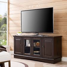 Three shelves, both inside and on the side doors give you extra storage space for your collection of dvds, books, and media items. Walker Edison Furniture Co 52 Inch Espresso Wood Highboy Tv Stand Wq52c4dres Bellacor