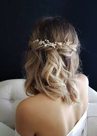 Curly short hair + flower crown. 37 Beautiful Half Up Half Down Hairstyles For The Modern Bride Tania Maras Bespoke Wedding Headpieces Wedding Veils