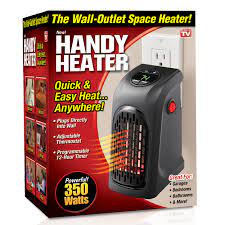 This 400w economical heater on the wall is a great alternative to other heaters that use large amounts of power as it uses minimal electricity. Handy Heater The Plug In Personal Heater 350 Watts As Seen On Tv Walmart Com Walmart Com