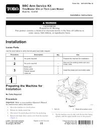 Check for correct application and spec/measurements. Toro Bbc Arm Service Kit Timemaster 30in Or 76cm Lawn Mower Installation Guide Manualzz