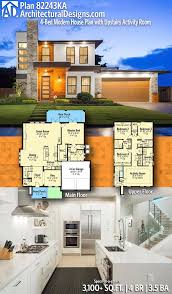 Plan 82243ka Modern House Plan With Upstairs Activity Room Modern House Plan Modern House Plans House Layouts