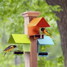 Fence Post Bluebird Feeder Blue Or Orange Diy Bird Feeder Bird Feeders Bird House Feeder