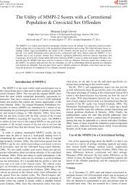 The Utility of MMPI-2 Scores with a Correctional Population & Convicted Sex  Offenders