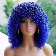 Short Ombré Blue Afro Kinky Wig