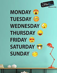 Days Of The Week Emoji Faces Vinyl Wall Decal Sticker 6071 Home Decor First Wall Decal Sticker Wall Decals Vinyl Wall Decals