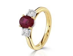 The delivery time depends on where you live: 18ct Yellow Gold Ruby And Diamond Trilogy Engagement Ring Martin Co Jewellers Cheltenham