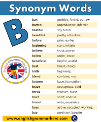 Synonymworter Mit B In Englisch Englische Grammatik Hier Learn English Words English Grammar English Vocabulary Words