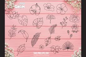 Flowers And Leaves Bundle Svg Tropical Flower Tropical Leave 510767 Illustrations Design Bundles