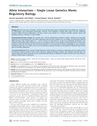Pdf Allele Interaction Single Locus Genetics Meets Regulatory Biology